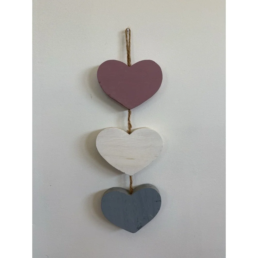 Shabby Chic Wooden Hanging Hearts Plaque Rustic Family Are Forever Wall Sign
